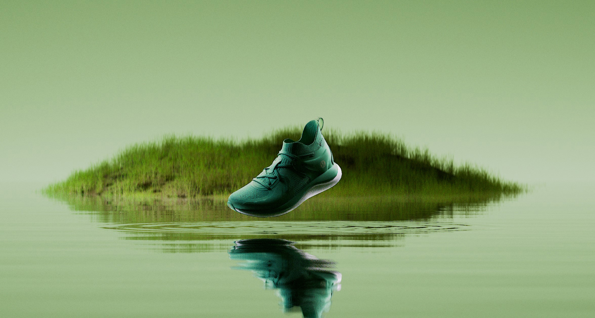 Shoe on cushioned ground